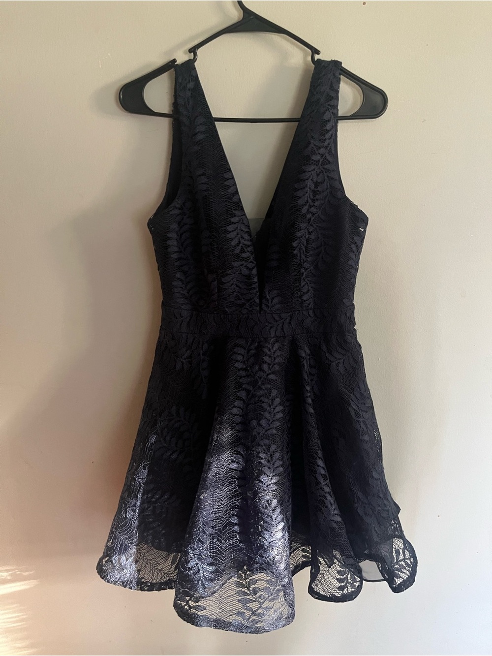 Black Lace Plunge V-Neck Mini Dress